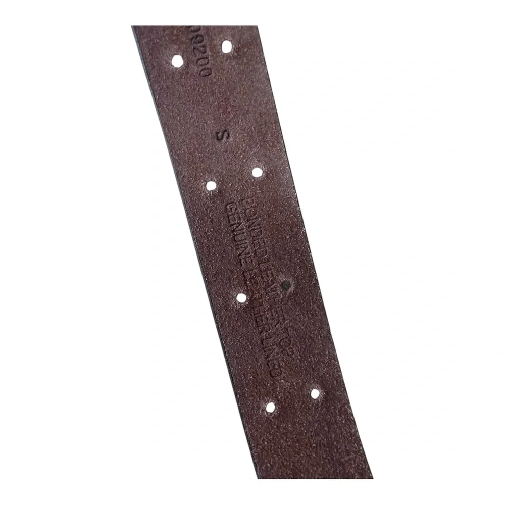 Vintage Deep Brown Bonded Top Genuine Leather Grommet Belt Size S